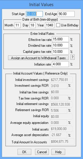 Initial Values Dialog Example